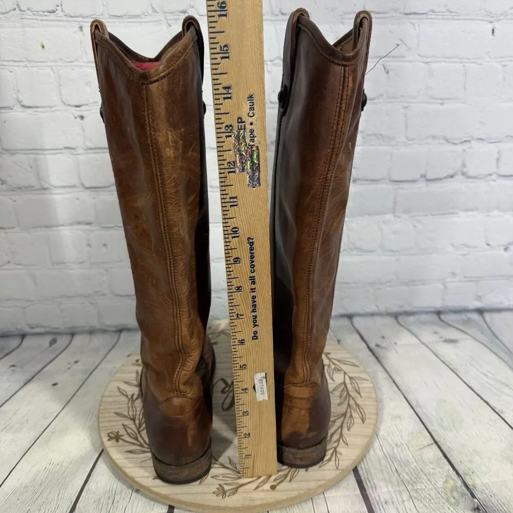 Frye Melissa Button Riding Boots Womens 7 Brown Leather Tall Equestrian USA